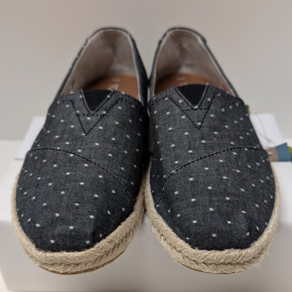 TOMS Classic Rope Sole Alpargata in Chambray Black Dot - NWT - Picture 11 of 16
